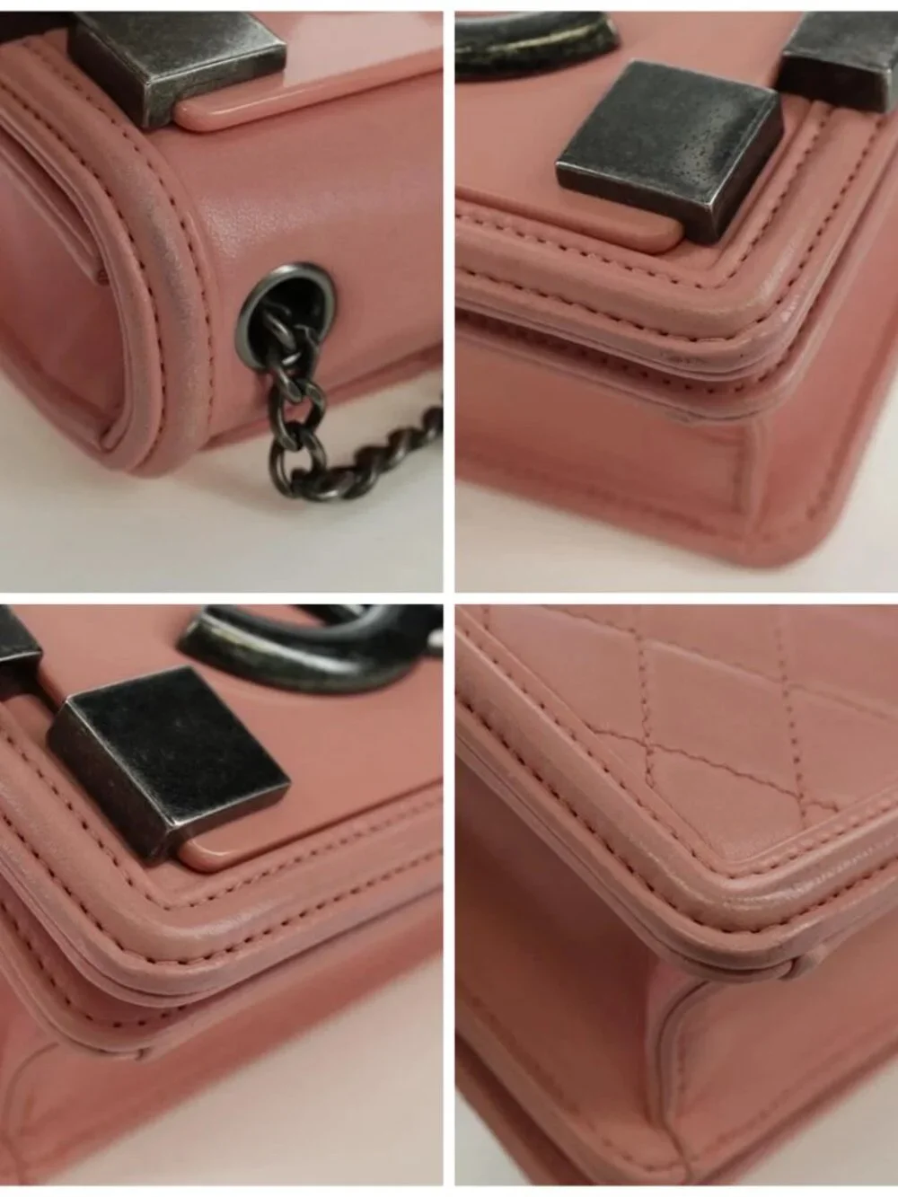 CHANEL Matelasse Lego Boy Chain Shoulder Bag Lamb Skin Pink CC Auth 172559SAM